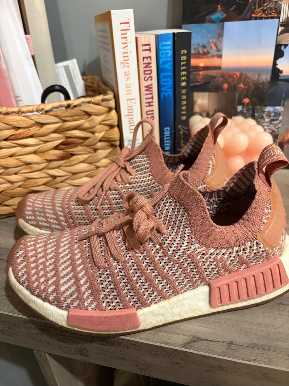 adidas NMD Knit Slip-On Sneakers in Dusty Rose and Cream
